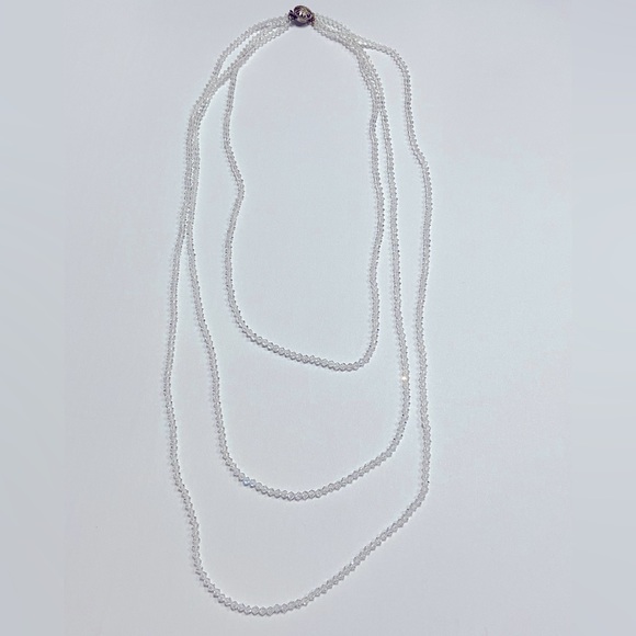 Very Pretty Clear Bead Costume Jewelry Necklace - Picture 1 of 7